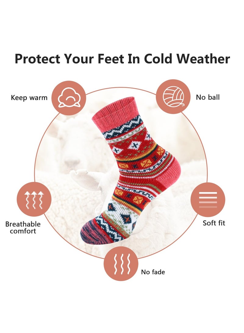 سيوسي 5 أزواج من الجوارب الصوفية، جوارب شتوية دافئة سميكة متماسكة كلاسيكية مريحة وناعمة وجميلة هدايا المقصورة للنساء والرجال - Image 5