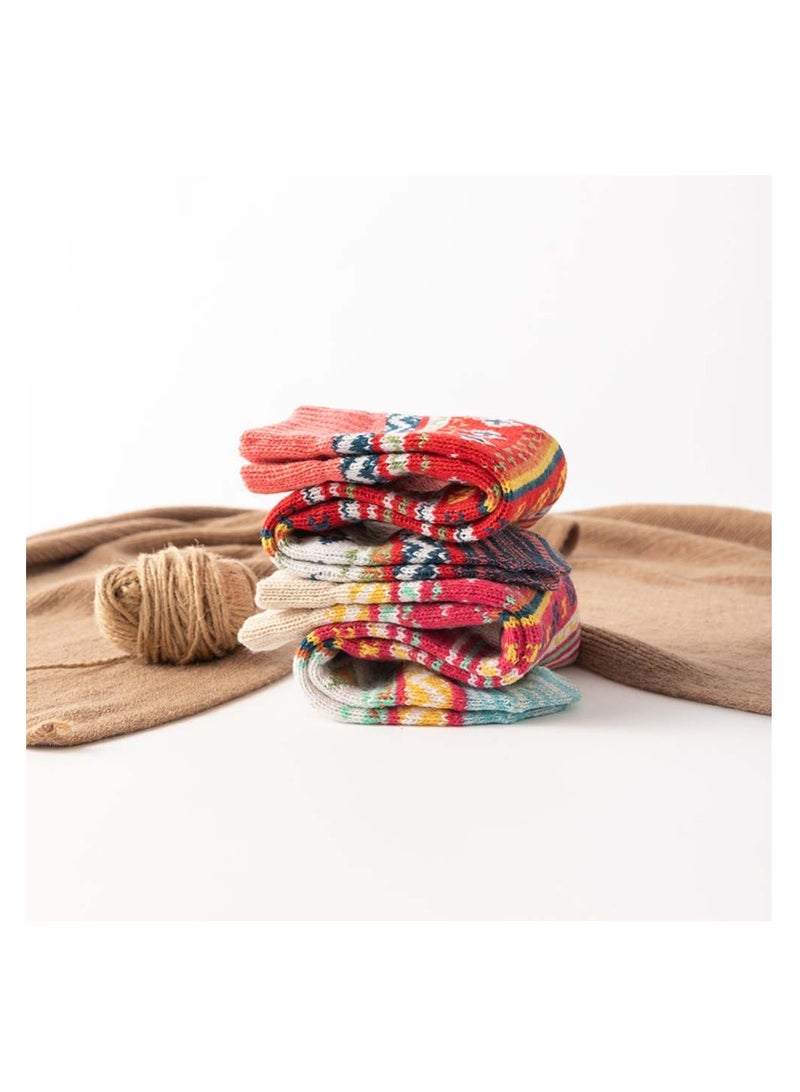 سيوسي 5 أزواج من الجوارب الصوفية، جوارب شتوية دافئة سميكة متماسكة كلاسيكية مريحة وناعمة وجميلة هدايا المقصورة للنساء والرجال - Image 3