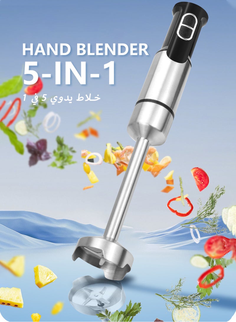 TELANPU 5-in-1 1000W Hand Blender Set, Stainless Steel Stick Blender with Whisk, Milk Frother, Food Chopper (Meat Grinder) & Beaker for Smoothies, Soups, Sauces, Baby Food, Easy to Clean  - Image 2