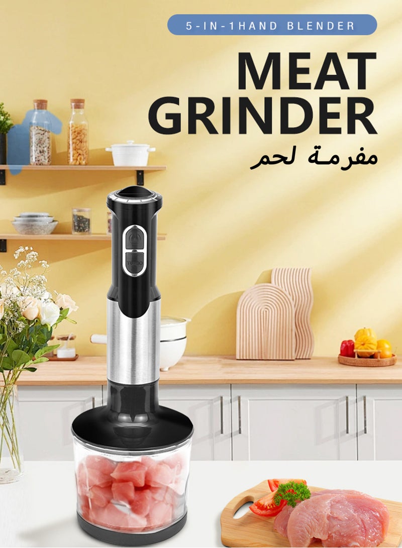 TELANPU 5-in-1 1000W Hand Blender Set, Stainless Steel Stick Blender with Whisk, Milk Frother, Food Chopper (Meat Grinder) & Beaker for Smoothies, Soups, Sauces, Baby Food, Easy to Clean  - Image 4