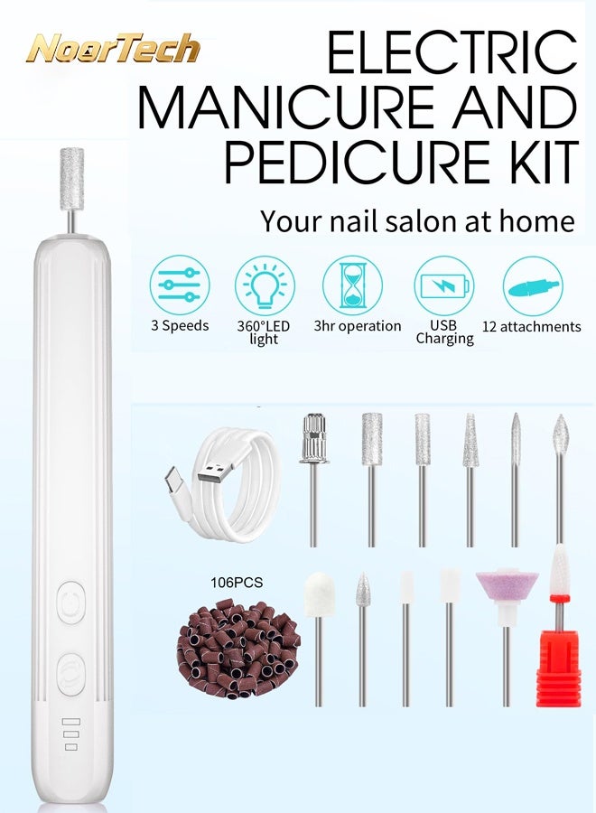 NoorTech Electric Nail Drill Kit Professional Manicure & Pedicure Tools Complete Nail Care Set for Home & Salon Use Multi Functional with Accessories - Image 2