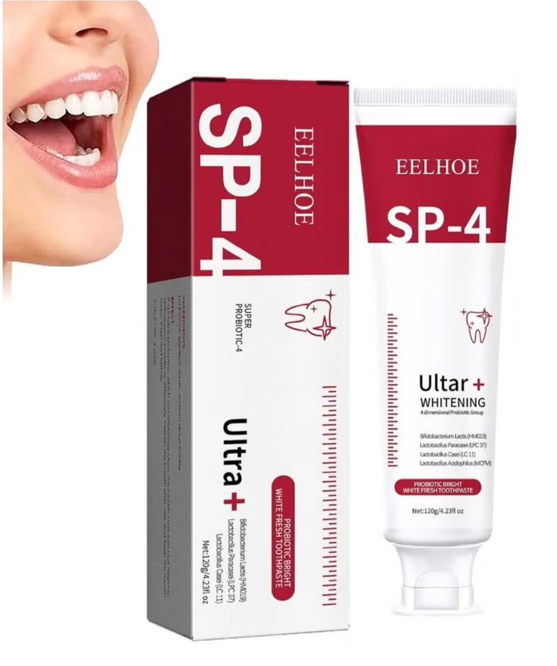 EELHOE Sp4 Fresh Breath Toothpaste, Sp 4 Toothpaste Whitening, SP-4 Whitening Toothpaste, Sp-4 Probiotic Toothpaste for Whitening, Stain-Removing Probiotic Toothpaste, Fresh Breath Toothpaste - Image 3
