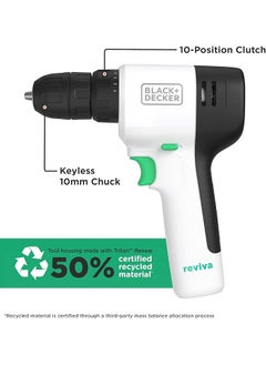 BLACK+DECKER Powerful 12V Cordless Lightweight Drill Driver Made From 50 Percent Recycled Material Revdd12C Gb  - Image 2