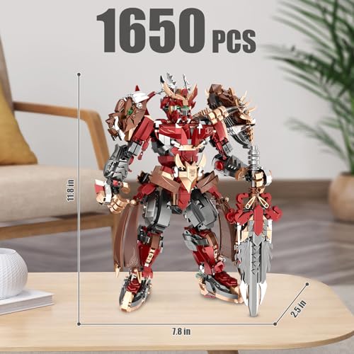 HIGH GODO Hero Mech Building Set, MOC China Mythical Hero Xiang Yu Mech Armor Robot Model Kit, Classic Chinoiserie Mecha Collectible Display Toys Gifts for Kids Adults 12+ (1650PCS) - Image 3