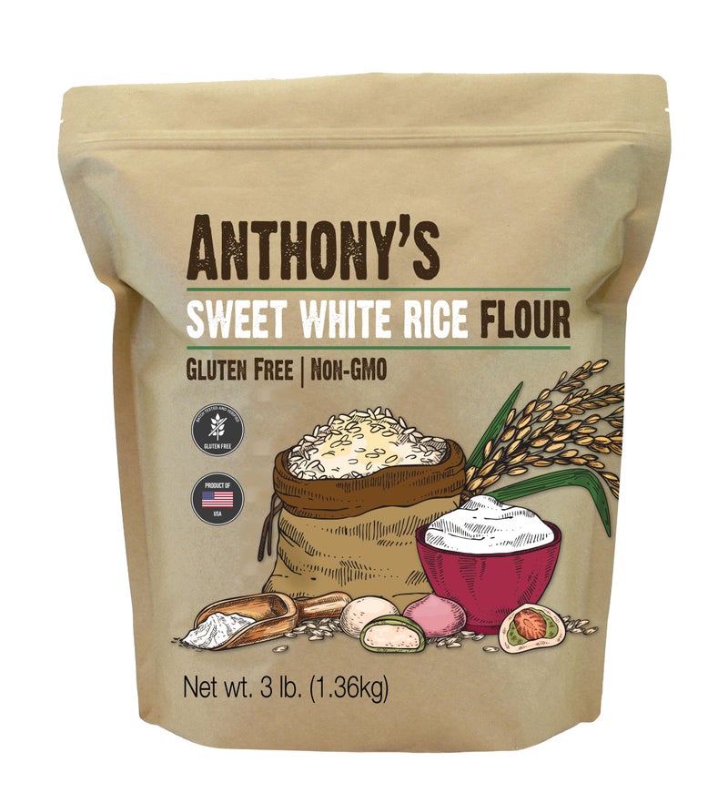 Anthony's Sweet White Rice Flour, 3 lb, Glutinous Rice Flour, Gluten Free, Non GMO, Product of the USA - Image 1