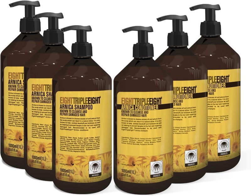 Eight Triple Eight Arnica Hair Care Set 3x Shampoo 3x Conditioner 1 Litre