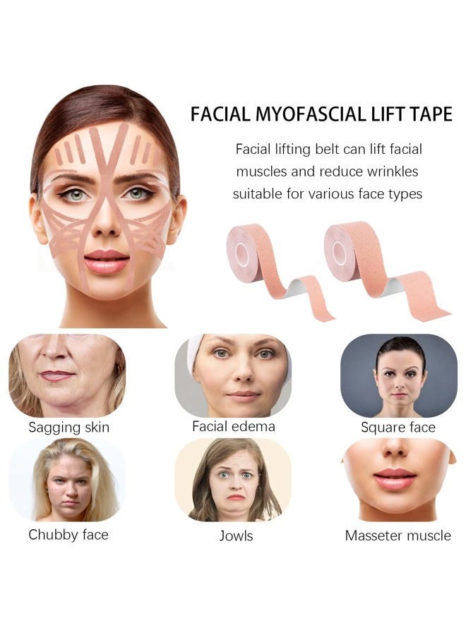 Jolbndcv 2 Rolls Face Tape Facial Myofascial Lift Tape Anti Wrinkle Patches Face Toning Belts Freeze Stickers Neck Lift Tape for Firming And Tightening Skin（2.5cm*5m&3.8cm*5m） - Image 3