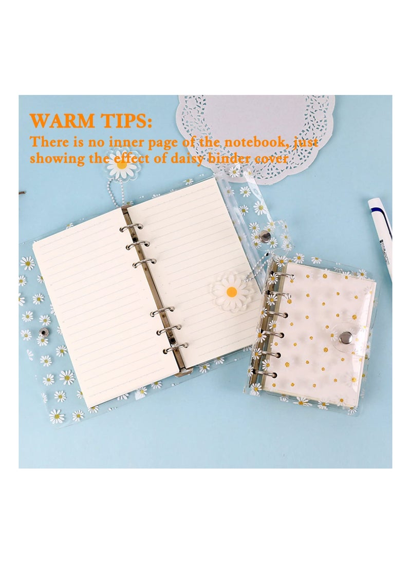 KASTWAVE - A6 PVC Budget Binder with 45 pages of blank inner core, KASTWAVE 1 Round Ring Notebook Binder Cover with 1 Pcs Loose Leaf Zipper Binder Pockets for Bank Card, Cash, Money Saving Binder Daisy Pendant - Image 1