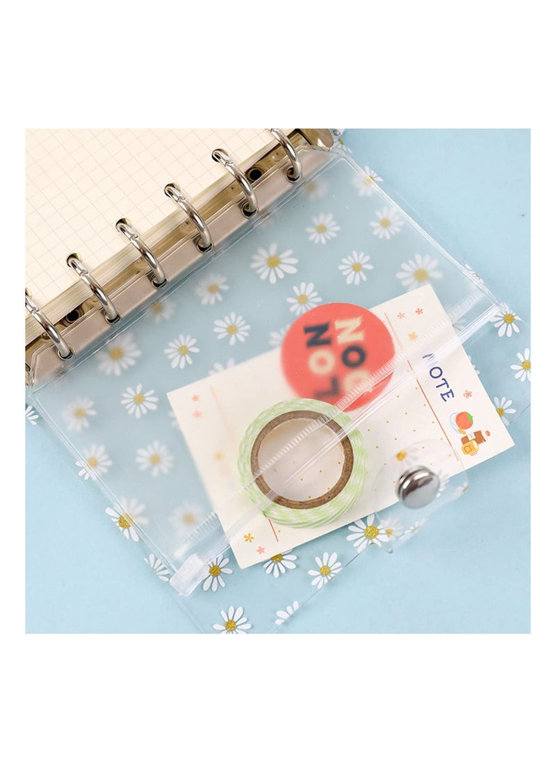 KASTWAVE - A6 PVC Budget Binder with 45 pages of blank inner core, KASTWAVE 1 Round Ring Notebook Binder Cover with 1 Pcs Loose Leaf Zipper Binder Pockets for Bank Card, Cash, Money Saving Binder Daisy Pendant - Image 1