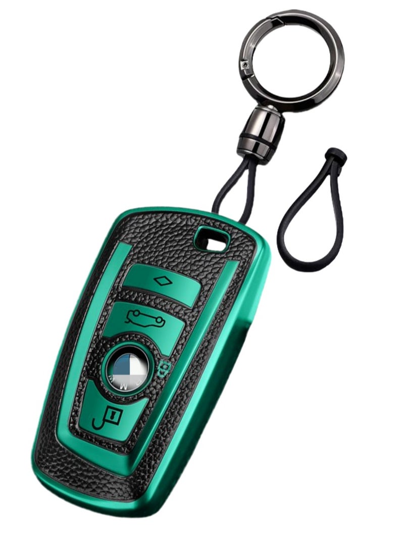 OUYoo - OUYoo Suitable for BMW key fob,Advanced soft TPU key box is compatible with X1 X3 X4 X5 X6 1 2 4 5 6 7 M3 M5 M6 GT3 GT5 G30 F10 F15 F16 F20 series smart key,With a key chain.（Green） - Image 1
