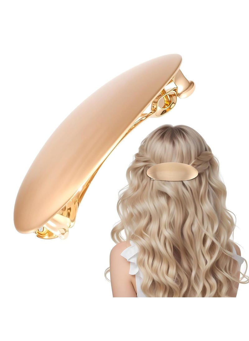 LL 3.1 Inch French Barrette Hair Clips, Vintage Oval Metal Hair Barrettes for Thick Hair, Gold Hair Clips for Wedding, Prom, and Formal Events, Elegant French Hair Accessories for Flower Girl  - Image 1