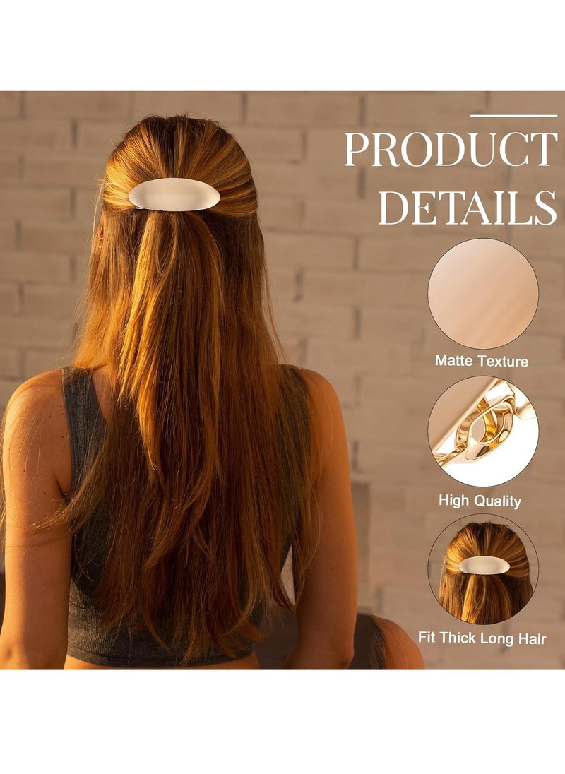 LL 3.1 Inch French Barrette Hair Clips, Vintage Oval Metal Hair Barrettes for Thick Hair, Gold Hair Clips for Wedding, Prom, and Formal Events, Elegant French Hair Accessories for Flower Girl  - Image 2