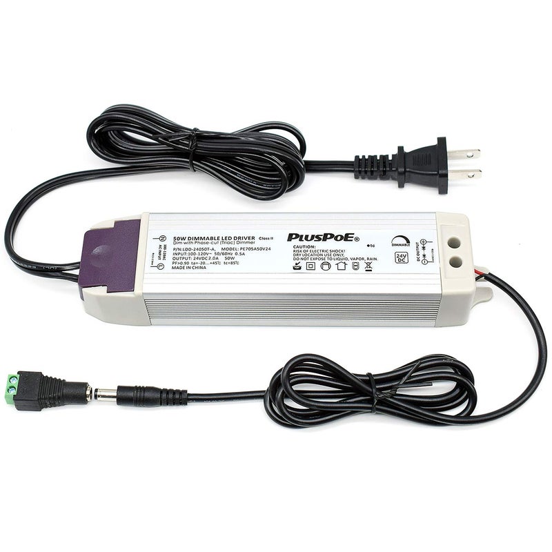 PLUSPOE LED Light Strip 50W Dimmable Driver(2A),Magnetic,110V AC to 24V DC Transformer,Low Voltage Power Supply,Compatible with Lutron and Leviton dimmer, for Kitchens, Cabinets, Bedrooms and More - Image 1