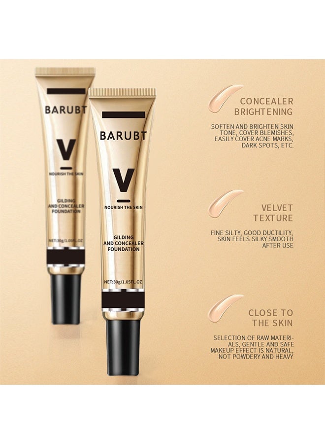 BARUBT Gilding And Concealer Foundation,Hydrating Color Correcting Cream Full-Coverage Foundation Primer Concealer Cream Naturally Brighten Skin ToneFor All Skin Types Evens Skin Tone Oil-Free,Ivory White color,30g - Image 3