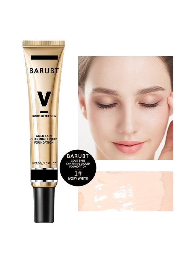 BARUBT Gilding And Concealer Foundation,Hydrating Color Correcting Cream Full-Coverage Foundation Primer Concealer Cream Naturally Brighten Skin ToneFor All Skin Types Evens Skin Tone Oil-Free,Ivory White color,30g - Image 2