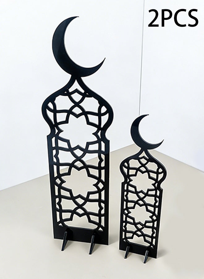 كانجلي قطعتان من زينة الطاولة الأكريليكية على شكل هلال مع تصميم مثقوب، زينة للعطلات مناسبة للاحتفالات، التجمعات العائلية، الذكريات السنوية، الحفلات، والمناسبات الأخرى - Image 1