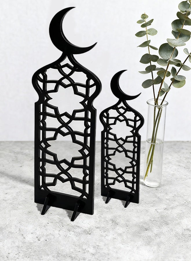 كانجلي قطعتان من زينة الطاولة الأكريليكية على شكل هلال مع تصميم مثقوب، زينة للعطلات مناسبة للاحتفالات، التجمعات العائلية، الذكريات السنوية، الحفلات، والمناسبات الأخرى - Image 3