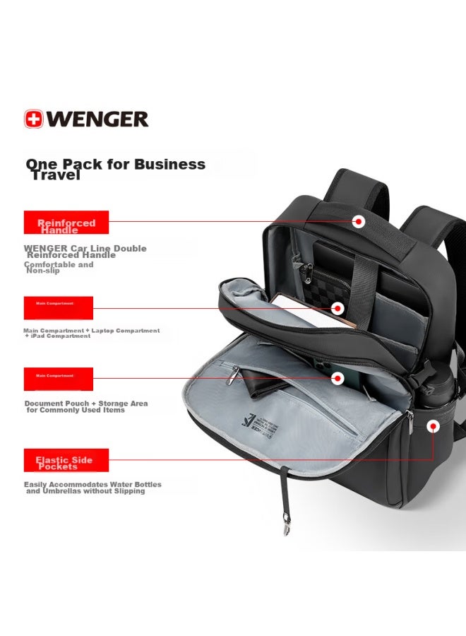 فيجنر Wenger Swiss Army Knife حقيبة كمبيوتر محمول مقاس 15.6 بوصة، حقيبة ظهر أعمال للرجال والنساء، أنيقة 612654b - Image 1