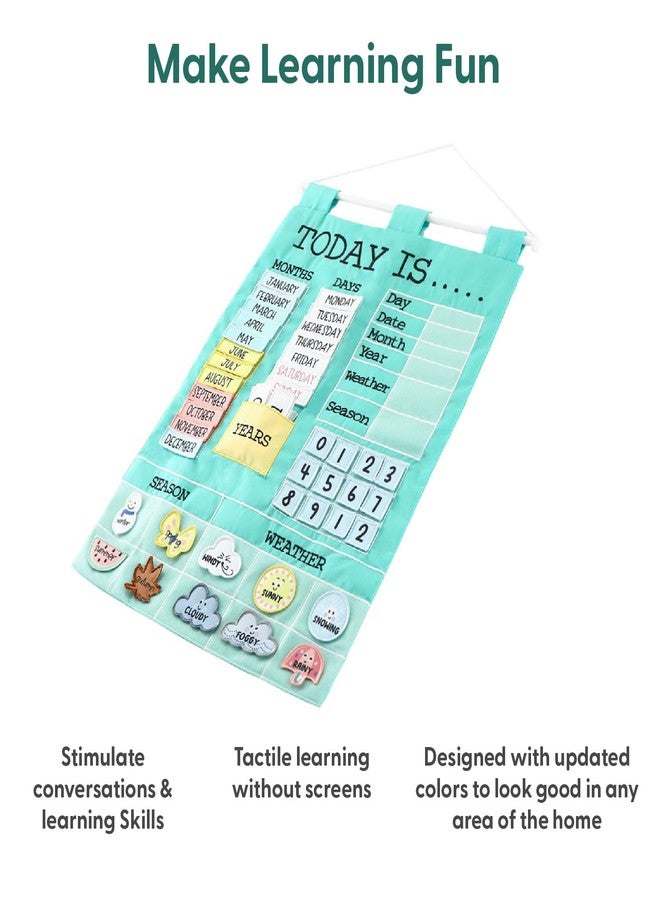 ذا بينات شيل تقويم حائط تعليمي لمرحلة ما قبل المدرسة من بيناتشيل - 53 قطعة قماشية للأشهر والأيام والسنوات والطقس والفصول - Image 5
