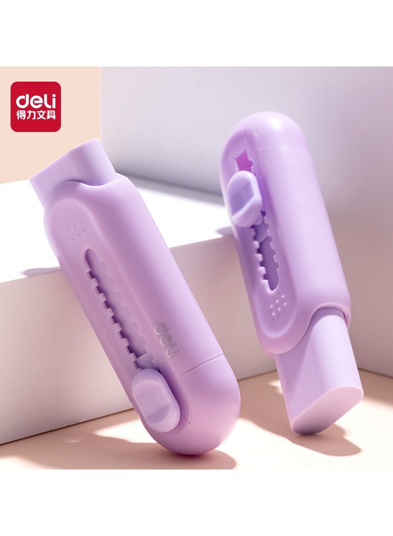 Deli ممحاة قابلة للسحب ذاتية التنظيف Deli VP400 مع نواة قابلة للاستبدال - مقبض منحني للأطفال (77 مم) - بنفسجي - Image 2