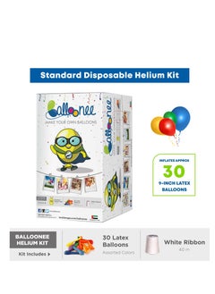 Balloonee Balloonee Standard Disposable Helium Party Kit, Helium Tank for Balloons At Home, 7.5 Cu Ft Helium Balloon Pump Kit with 30 Assorted Latex Balloons, Helium Tank, Perfect for All Celebrations  - Image 3
