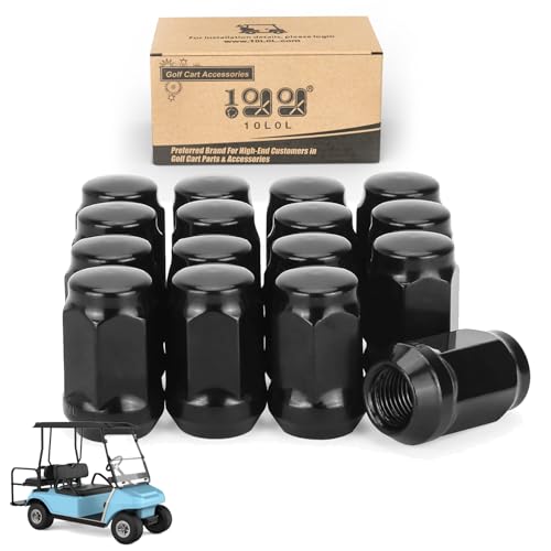 10L0L Golf Cart Chrome Wheel Lug Nuts 1/2"-20 for EZGO TXT RXV & Club Car DS Precedent Black (16 Pack),OEM# 14723-G1, 1010984, 14723-G1 - Image 1