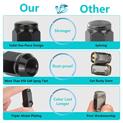 10L0L Golf Cart Chrome Wheel Lug Nuts 1/2"-20 for EZGO TXT RXV & Club Car DS Precedent Black (16 Pack),OEM# 14723-G1, 1010984, 14723-G1 - Image 3