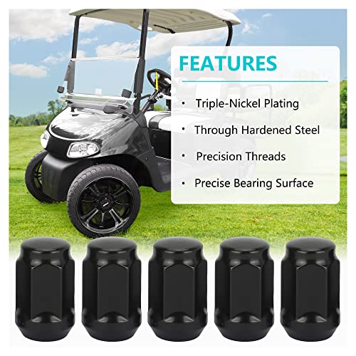 10L0L Golf Cart Chrome Wheel Lug Nuts 1/2"-20 for EZGO TXT RXV & Club Car DS Precedent Black (16 Pack),OEM# 14723-G1, 1010984, 14723-G1 - Image 4