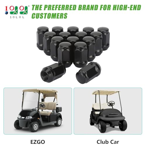 10L0L Golf Cart Chrome Wheel Lug Nuts 1/2"-20 for EZGO TXT RXV & Club Car DS Precedent Black (16 Pack),OEM# 14723-G1, 1010984, 14723-G1 - Image 2