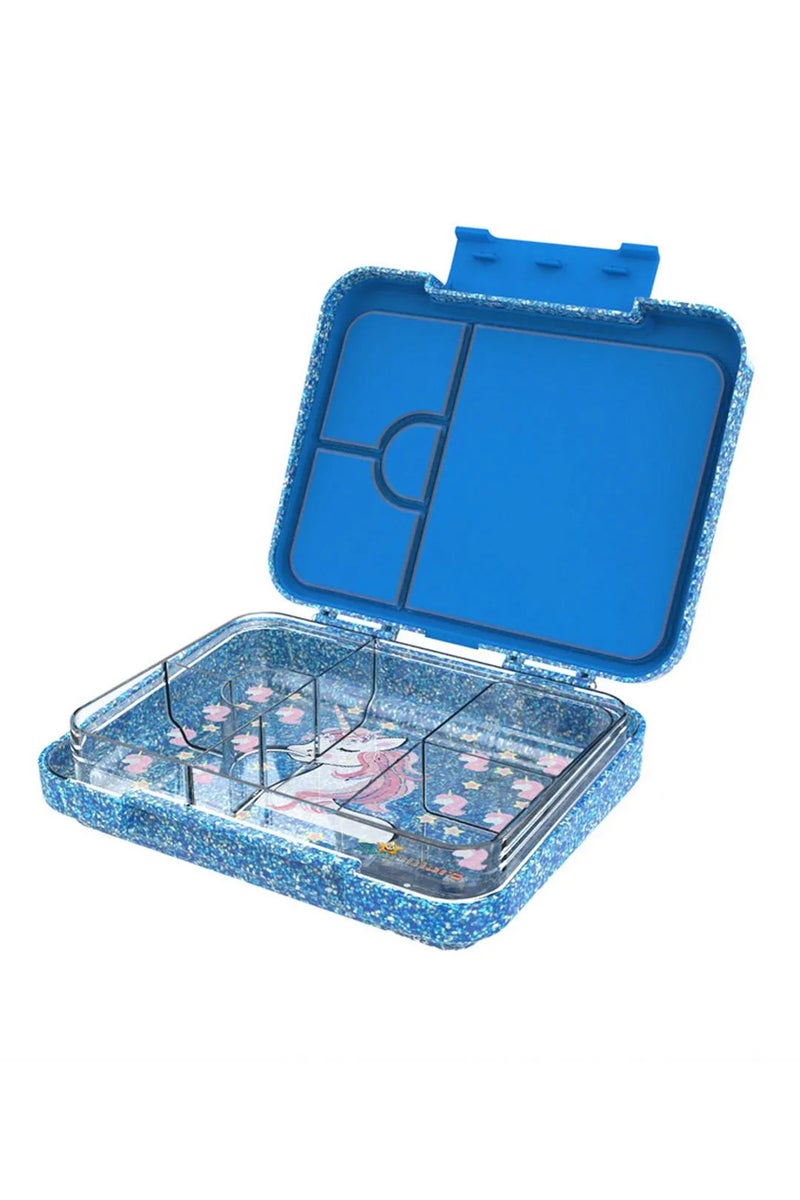StarMarz Bento Glitter Lunch Box – 4-6 Compartments, 3 Sandwich Cutters, 2 Fruit Pickers, 1195Ml, Detachable Tray, Blue - Image 4