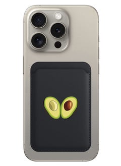 Magnetic Wallet, Compatible with MagSafe Wallet, for iPhone Wallet, for iPhone 16/15/14/13/12 Series, Not for iPhone 13/12 mini, 3 Card Holder, Vegan Leather, Black - Avacado Open