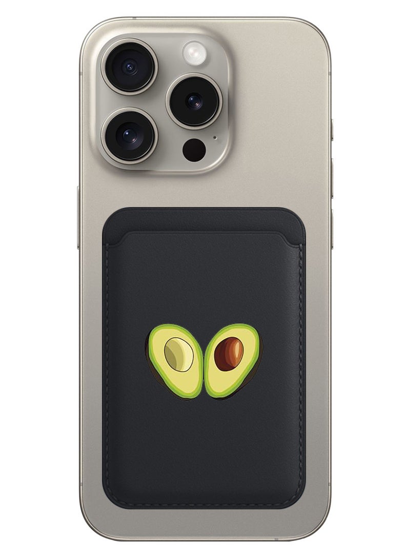 Theodor - Magnetic Wallet, Compatible with MagSafe Wallet, for iPhone Wallet, for iPhone 16/15/14/13/12 Series, Not for iPhone 13/12 mini, 3 Card Holder, Vegan Leather, Black - Avacado Open - Image 1