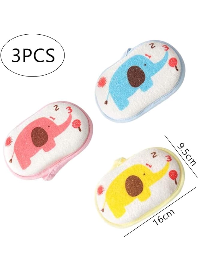 X spring Baby Bath Sponge Set 3 Pcs Ultra Soft Cotton Sponges For Gentle Newborn Bathing Hypoallergenic Baby Bath Brush With Cartoon Design For Sensitive Skin Perfect Infant Bath Accessories - Image 5