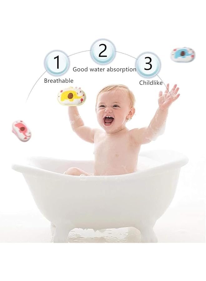 X spring Baby Bath Sponge Set 3 Pcs Ultra Soft Cotton Sponges For Gentle Newborn Bathing Hypoallergenic Baby Bath Brush With Cartoon Design For Sensitive Skin Perfect Infant Bath Accessories - Image 3
