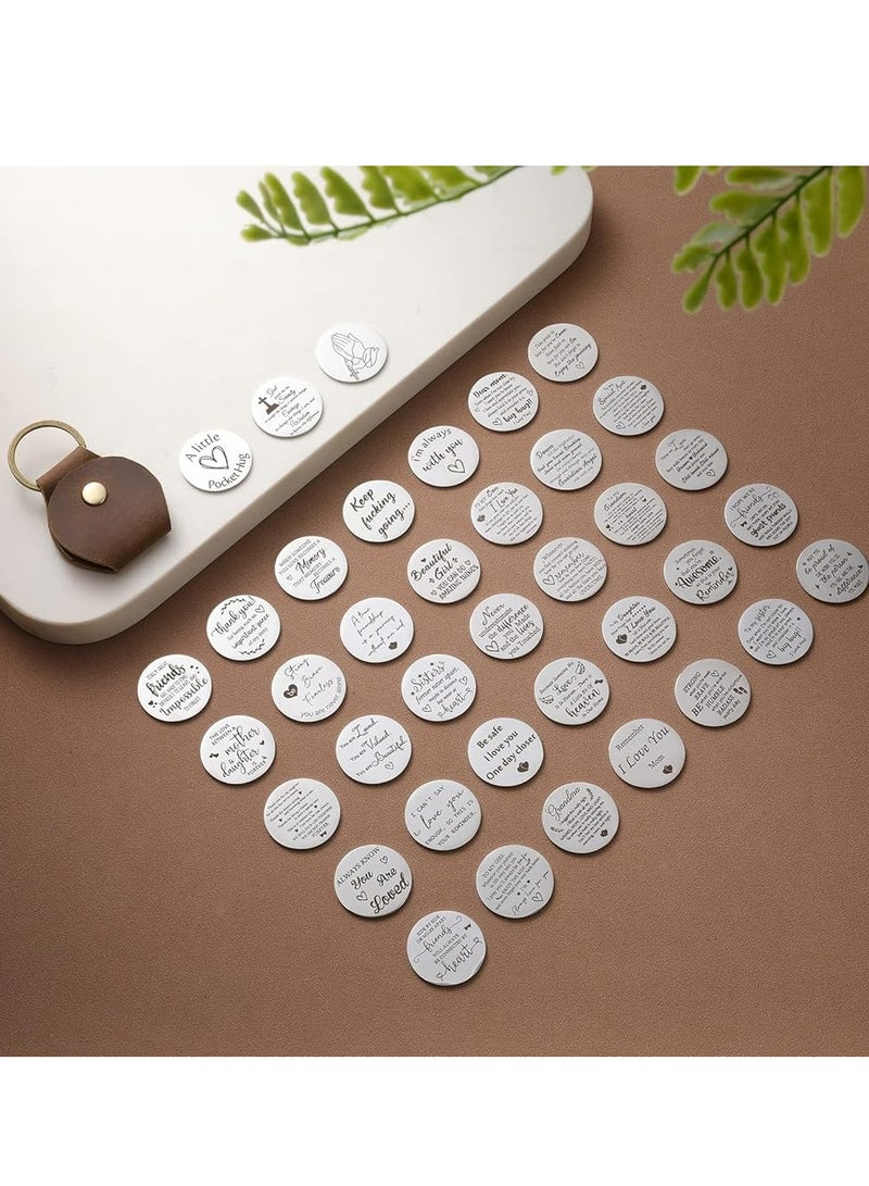 Pocket Hug Token, Double-Sided Engraved Keepsake with Leather Keychain.
