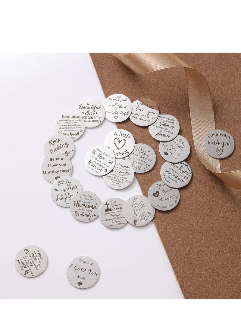 Pocket Hug Token, Double-Sided Engraved Keepsake with Leather Keychain.