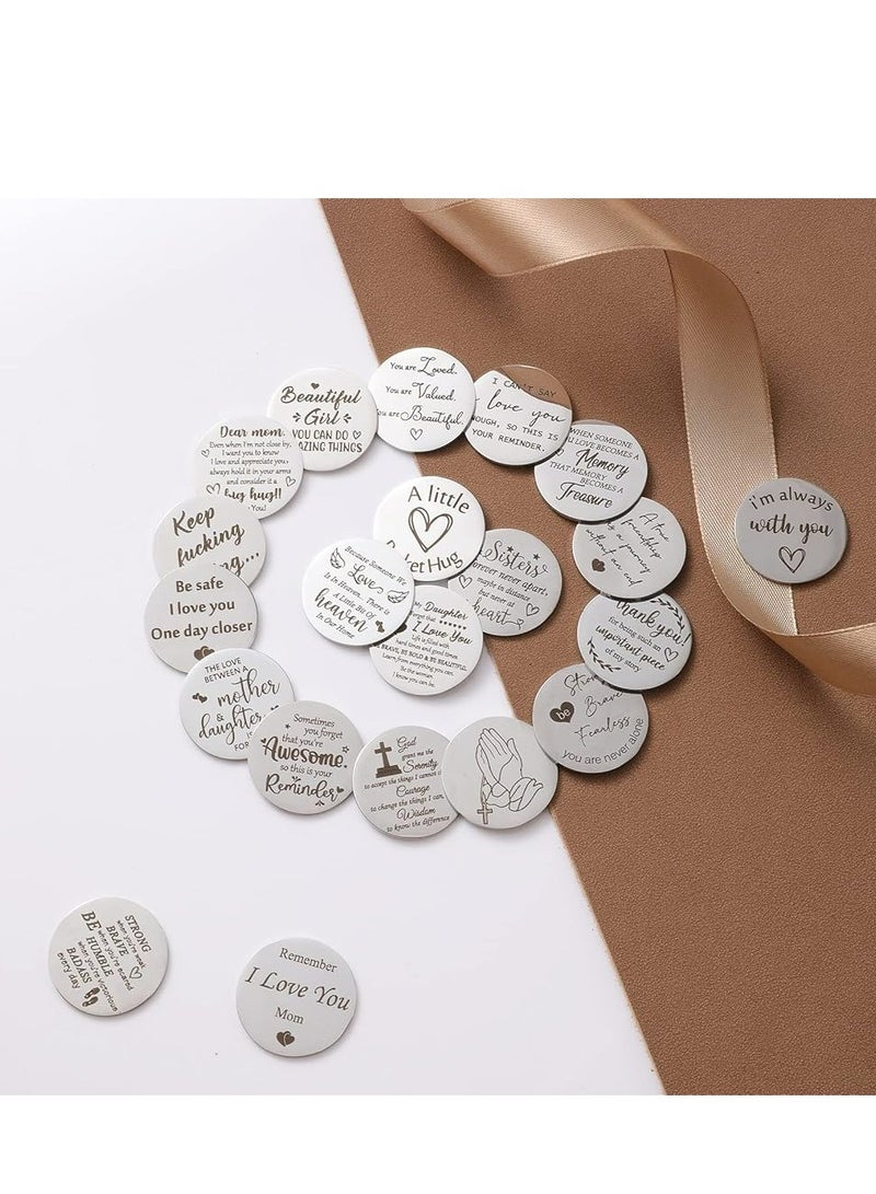 Pocket Hug Token, Double-Sided Engraved Keepsake with Leather Keychain.