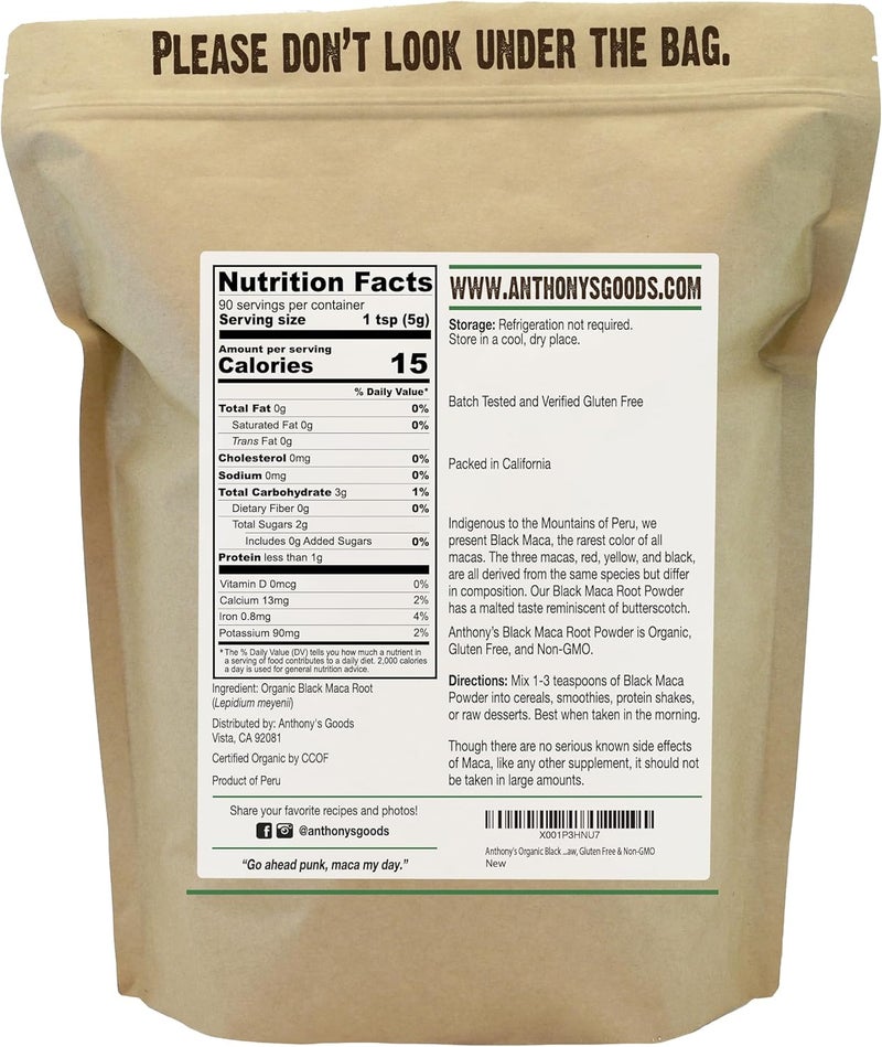 Anthony's Organic Black Maca Powder, 1 lb - Image 2