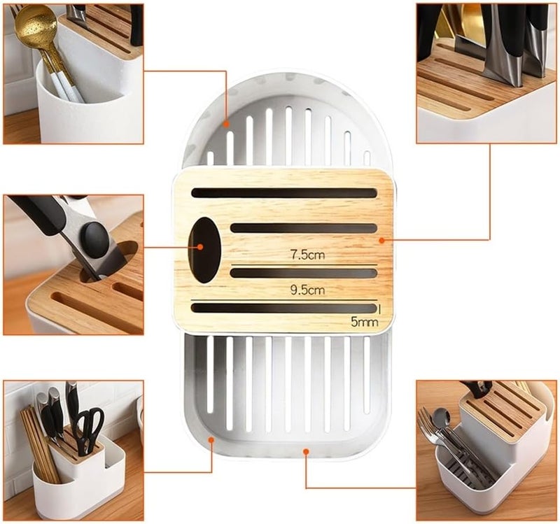 GLigeT Caddy Multifunction Cutlery Drainer and Organiser Kitchen Utensil Holder Caddy for Work Plates Chopsticks Spoons Holder - Image 2