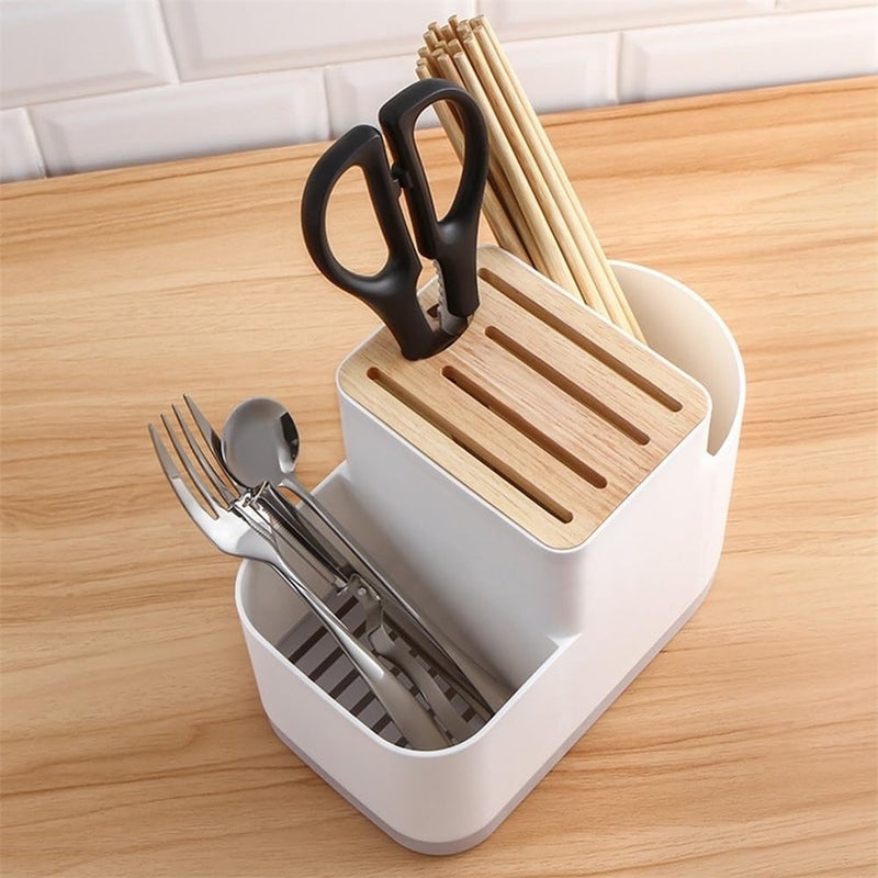 GLigeT Caddy Multifunction Cutlery Drainer and Organiser Kitchen Utensil Holder Caddy for Work Plates Chopsticks Spoons Holder - Image 3