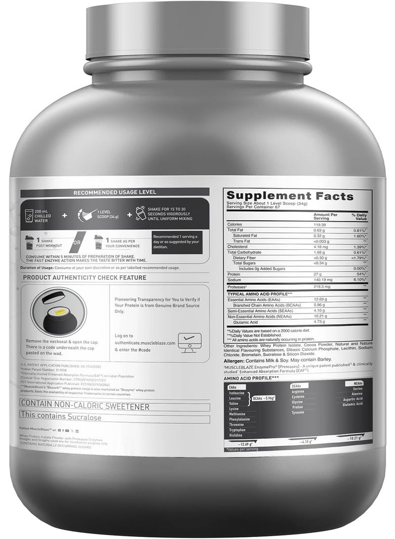 MuscleBlaze Biozorb Iso-Zero, Low Carb (Ice Cream Chocolate, 5lbs / 2.27kg) | 27g Pure Whey Protein Isolate Per Scoop - Image 3