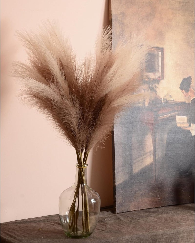 QUBITFUL Faux Pampas Grass, 9 PCS 37''/3.1FT Tall Fluffy Fake Pompas Floral, Large Artificial Pompous Grass Branches for Floor Vase Fillers, Boho Farmhouse Room Wedding Decor (Mixed Color) - Image 3