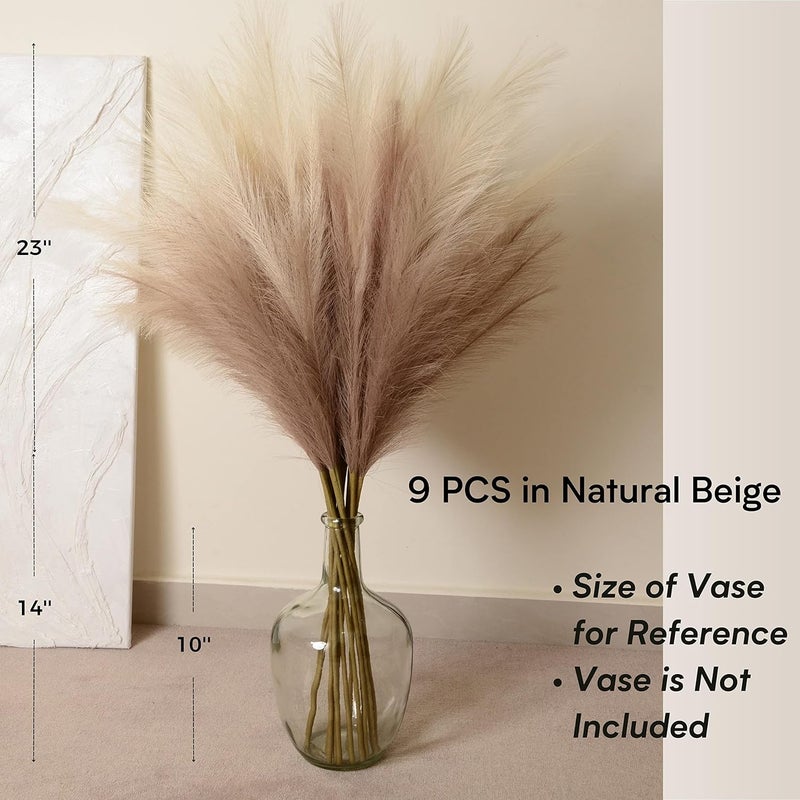 QUBITFUL Faux Pampas Grass, 9 PCS 37''/3.1FT Tall Fluffy Fake Pompas Floral, Large Artificial Pompous Grass Branches for Floor Vase Fillers, Boho Farmhouse Room Wedding Decor (Mixed Color) - Image 5