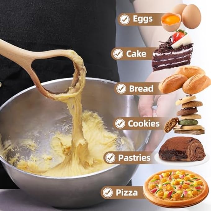 SWIUKPHE خفاقة عجين خشبية مقاس 13 بوصة لخبز العجين المخمر، لوازم الخبز، خفاقة هولندية تقليدية للبيتزا والمعجنات وعجينة الكيك - Image 3