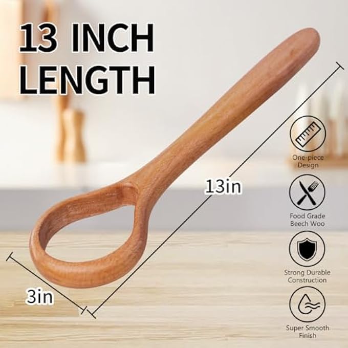 SWIUKPHE خفاقة عجين خشبية مقاس 13 بوصة لخبز العجين المخمر، لوازم الخبز، خفاقة هولندية تقليدية للبيتزا والمعجنات وعجينة الكيك - Image 4