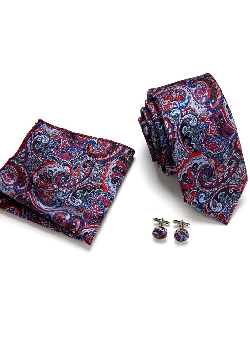 Multicolor Patterned Bow Tie Three-Piece Set