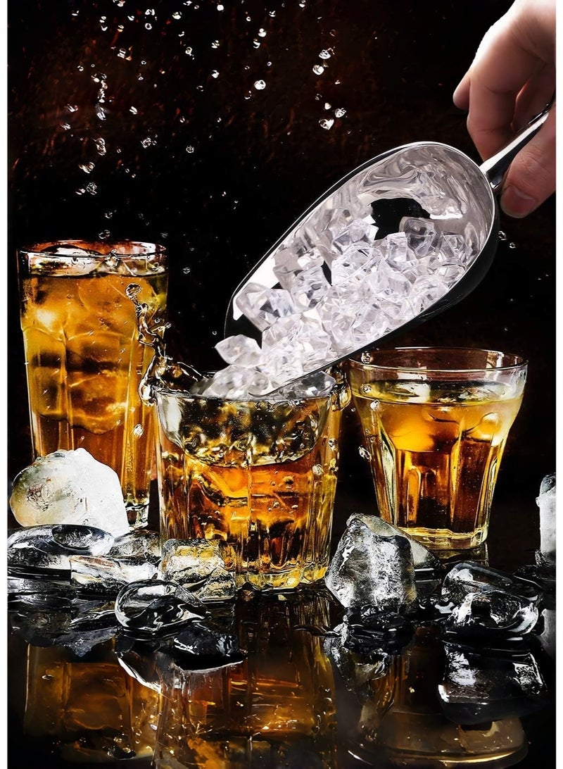 متجر الفرح مغرفة ثلج من الفولاذ المقاوم للصدأ، مغرفة ثلج للمطبخ لصانعة الثلج، مغرفة ثلج صغيرة للمجمد، أدوات مطبخ، مغرفة طعام الكلاب الأليفة من دقيق البسكويت آمنة للاستخدام في غسالة الأطباق 5 أونصة - Image 3