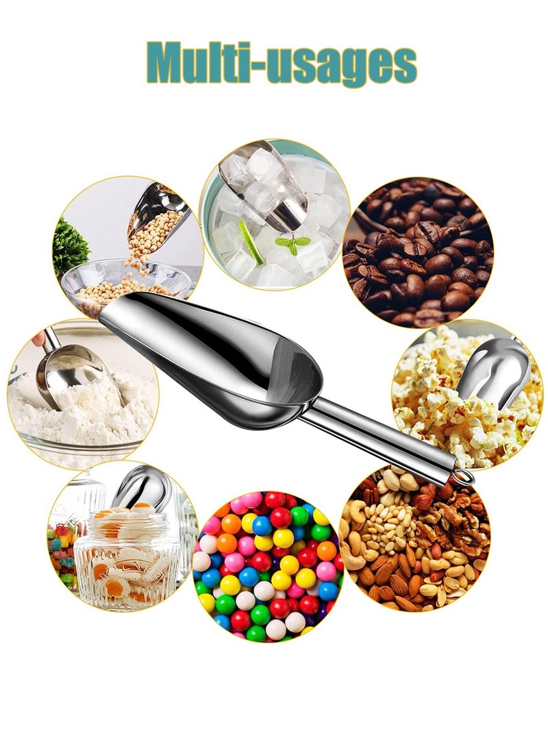 متجر الفرح مغرفة ثلج من الفولاذ المقاوم للصدأ، مغرفة ثلج للمطبخ لصانعة الثلج، مغرفة ثلج صغيرة للمجمد، أدوات مطبخ، مغرفة طعام الكلاب الأليفة من دقيق البسكويت آمنة للاستخدام في غسالة الأطباق 5 أونصة - Image 5