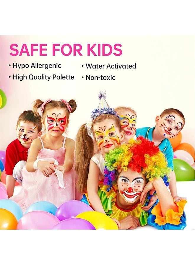 18 Colors Rainbow Split Cake Face Painting Kit for Kids Adults Water Activated One Stroke Face Body Paint Makeup Set with Brush for Party Carnival Birthday Cosplay Stage Performance Festival Makeup - Image 2
