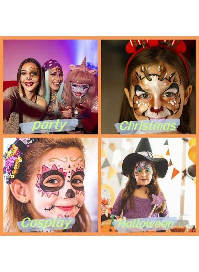 18 Colors Rainbow Split Cake Face Painting Kit for Kids Adults Water Activated One Stroke Face Body Paint Makeup Set with Brush for Party Carnival Birthday Cosplay Stage Performance Festival Makeup - Image 4